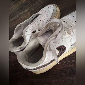 White Nike Sneakers with Leopard Print Accent